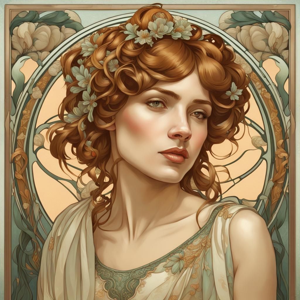Art Nouveau Woman in the Style of Mucha