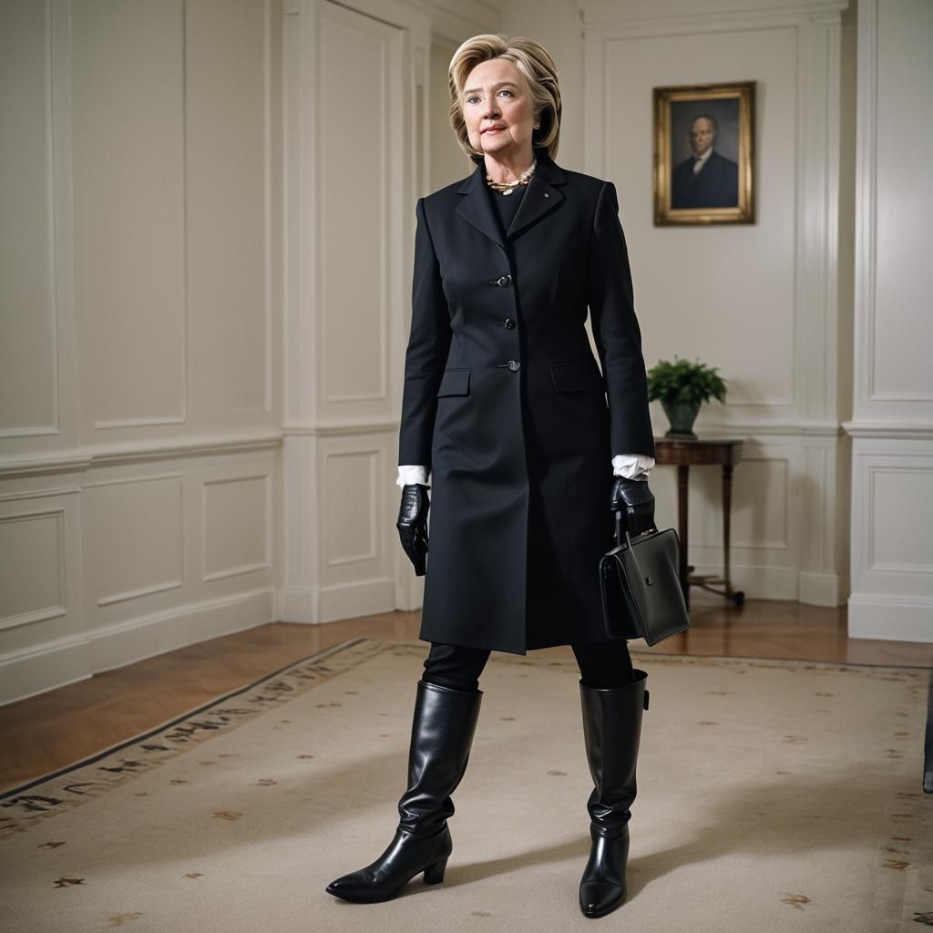 Hillary Clinton in Leather Business Suit: Professional Photo