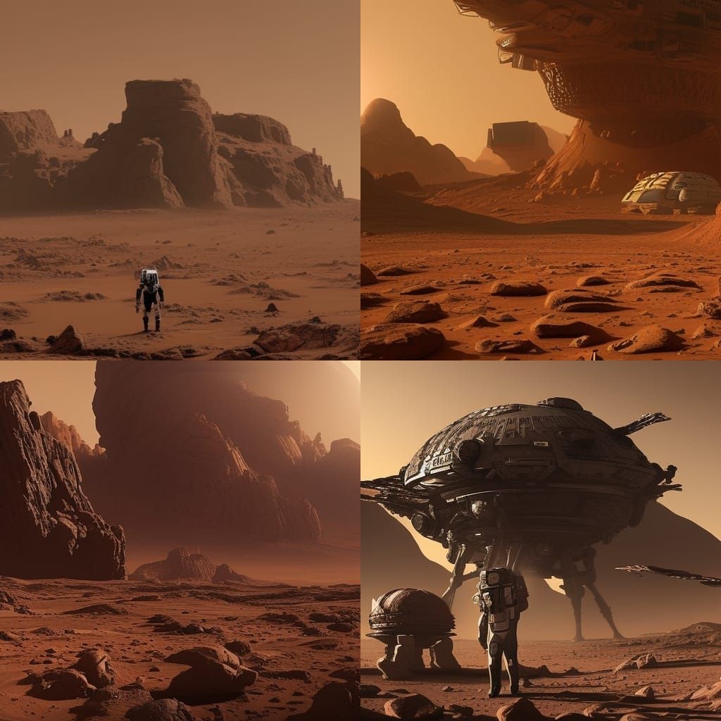 Space Cowboys Explore Mars in Digital Painting