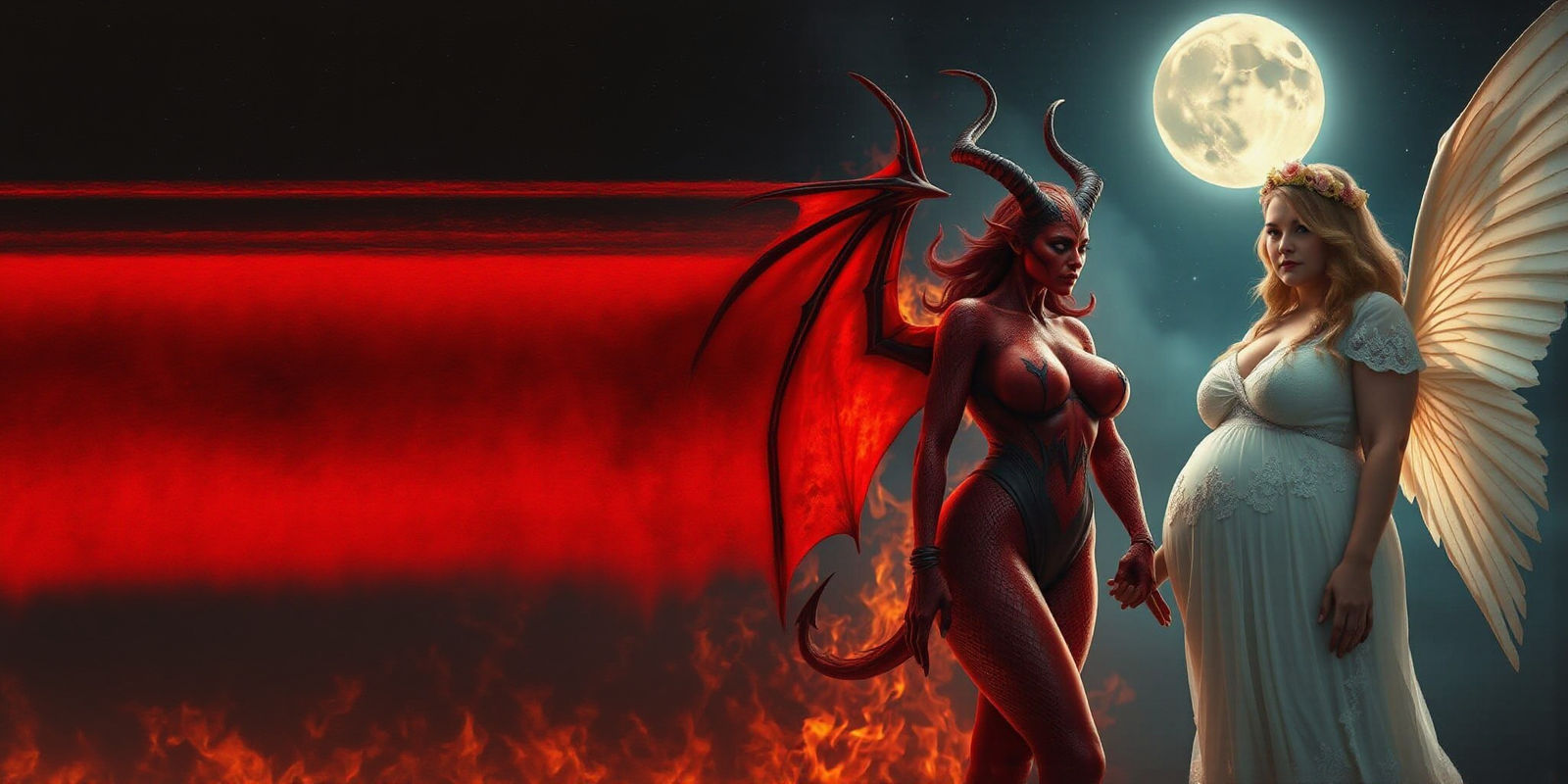 Fiery Goddess Unites with Angelic Beauty