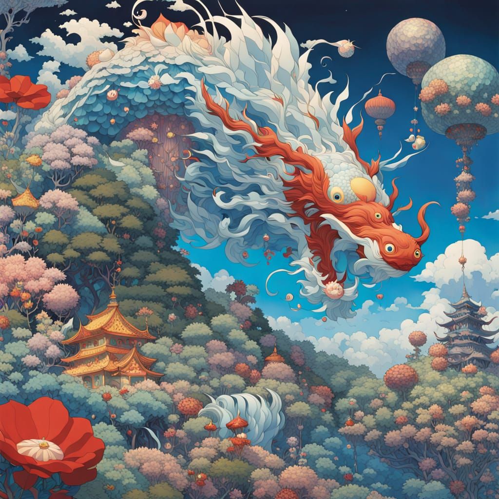 Surreal Origami Water Elemental in Whimsical Fantasy Style