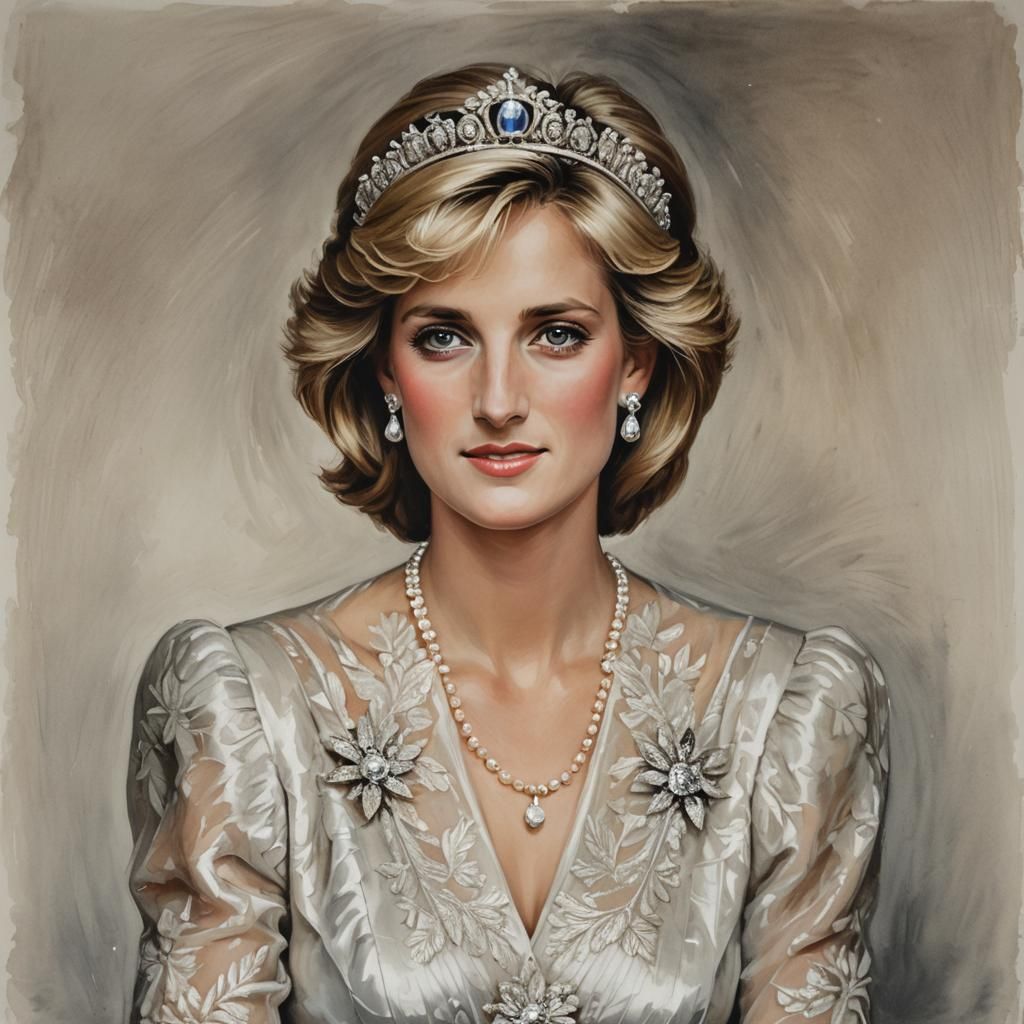 Princess Diana Portrait in Glamorous Style