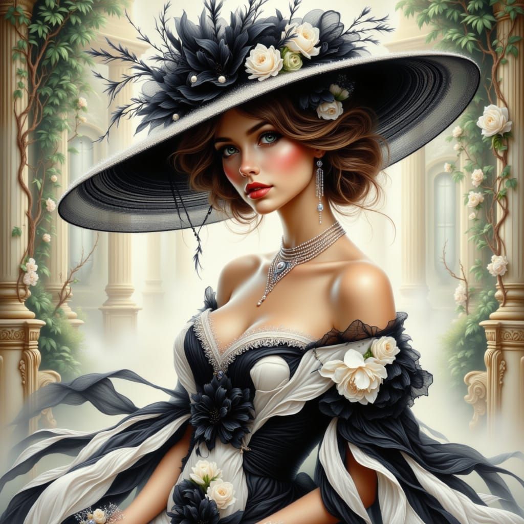 Lady in Black and White ll