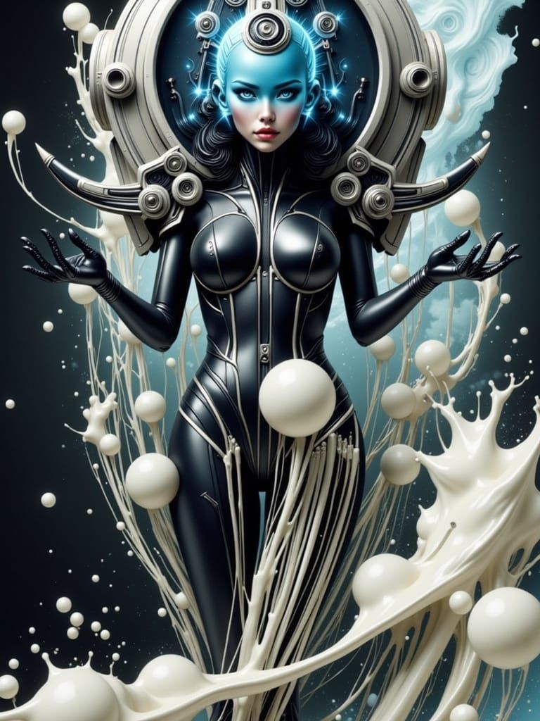 Cyborg Woman with Compass in Photorealistic Style