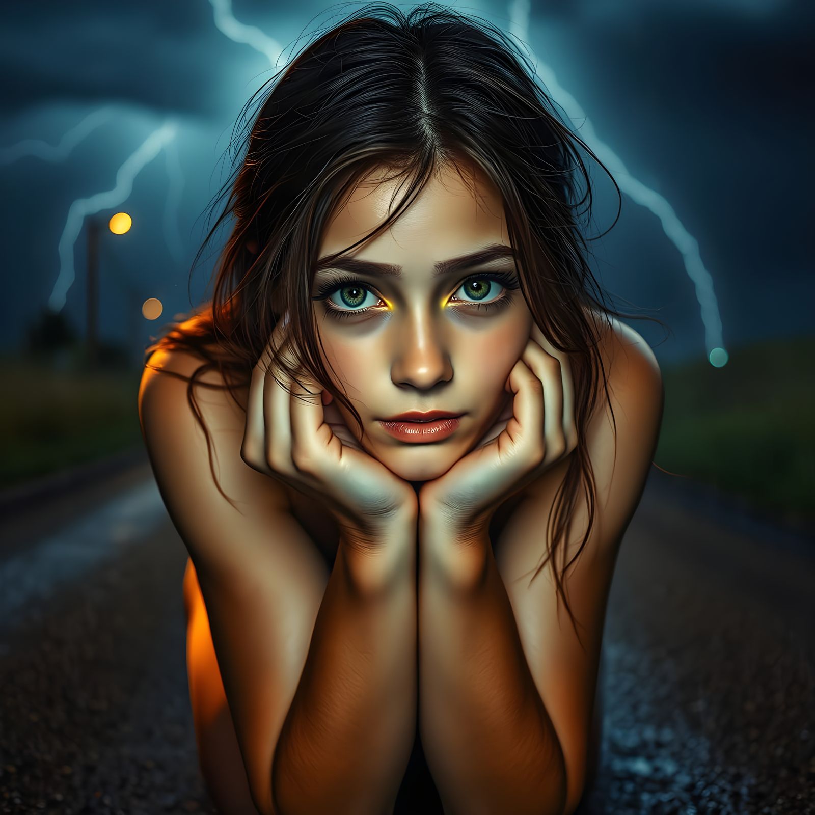 Slavic Teen Girl in the Storm: A Lush and Cinematic Portrait