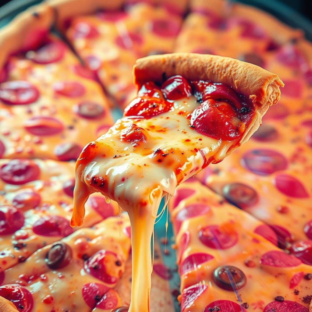 Psychedelic Pizza Dreamscape in Surrealist Style