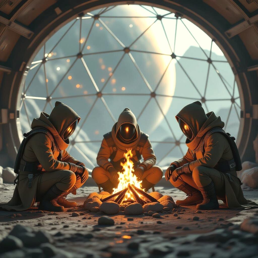 Smoking Gnomes in Geodesic Mushroom on Galactic Planet