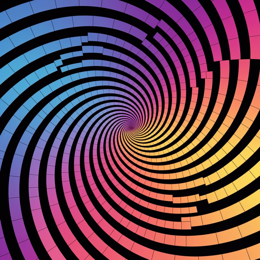 Vibrant Pixelated Spiral in Digital Mosaic Style