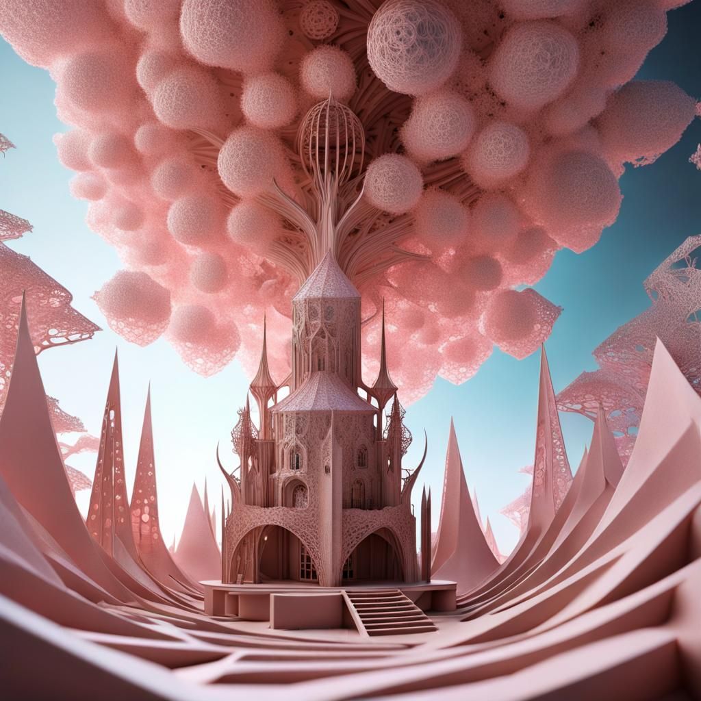 Futuristic Alien City in Fractal Nebula