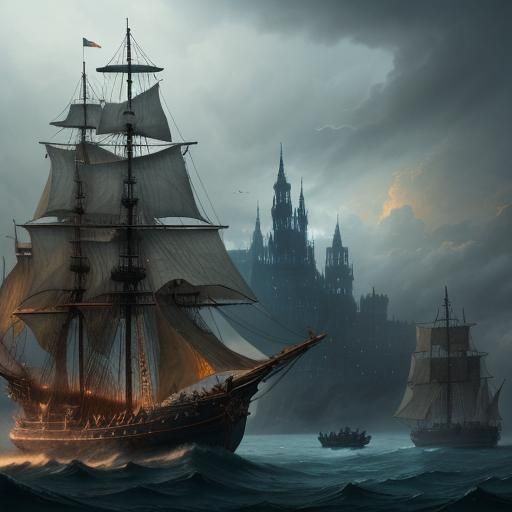 Epic Unconventional Boats in Digital Matte Painting