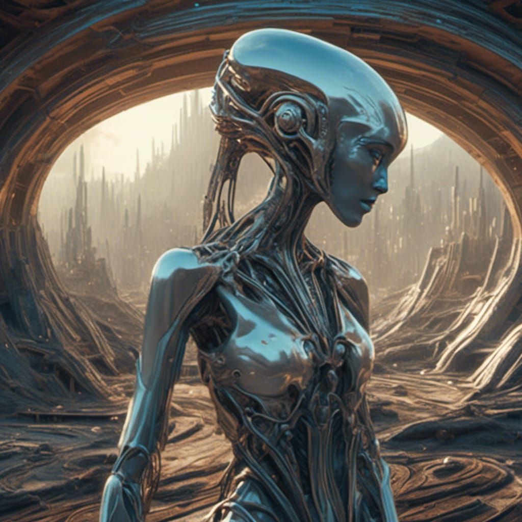 Alien Humanoid on a Fantastical Sci-Fi World