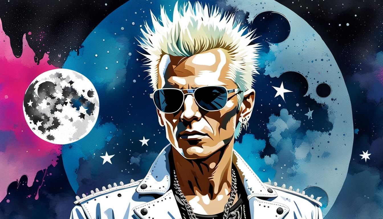 Billy Idol in Pop Art Style with Silver Stars
