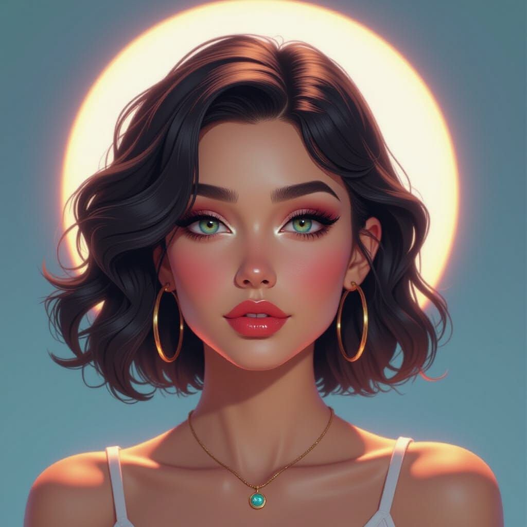 Psychedelic Pop Portrait in Hyperdetailed Digital Art