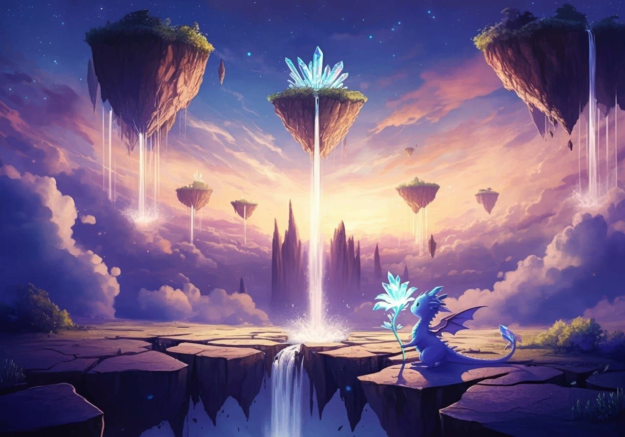 Ethereal Fractured Landscape with Floating Islands