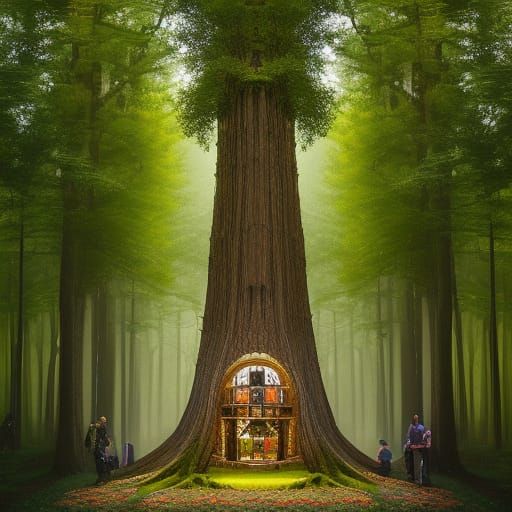 Magical Oak Tree in Glass Terrarium