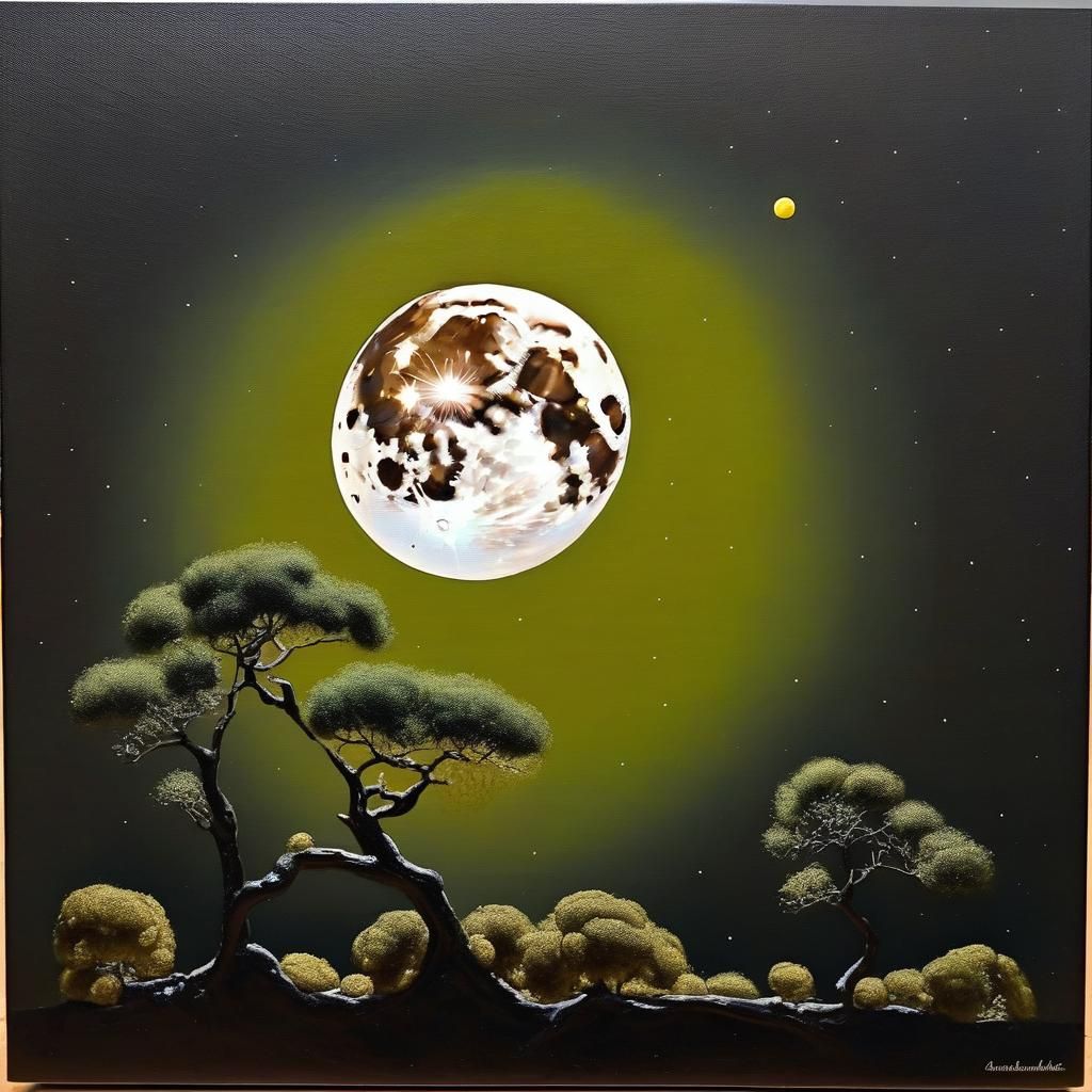 Surreal Moon in Oil Painting Style