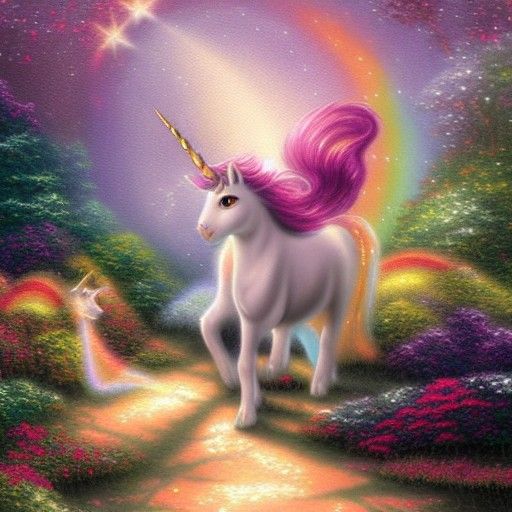 Rainbow Unicorn Cat in Ethereal Fantasy Style