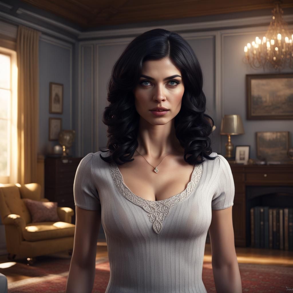 Hypnotized Armenian Woman in Living Room, Fantasy Art