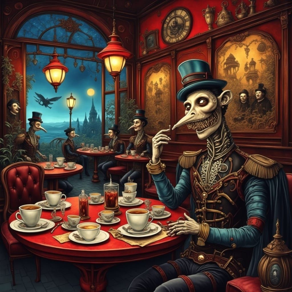 <lora:NIGHTMARE ENGIN FLUX:1.0>
Nightmare café