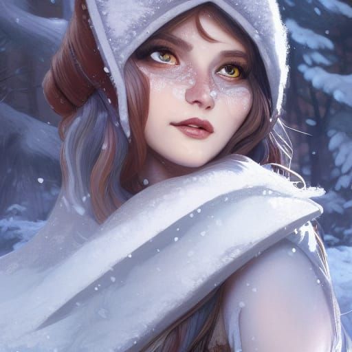 Winter Elf Portrait in Hyperdetailed Digital Art