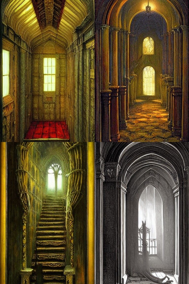 Macabre House Interior in Gothic Horror Style