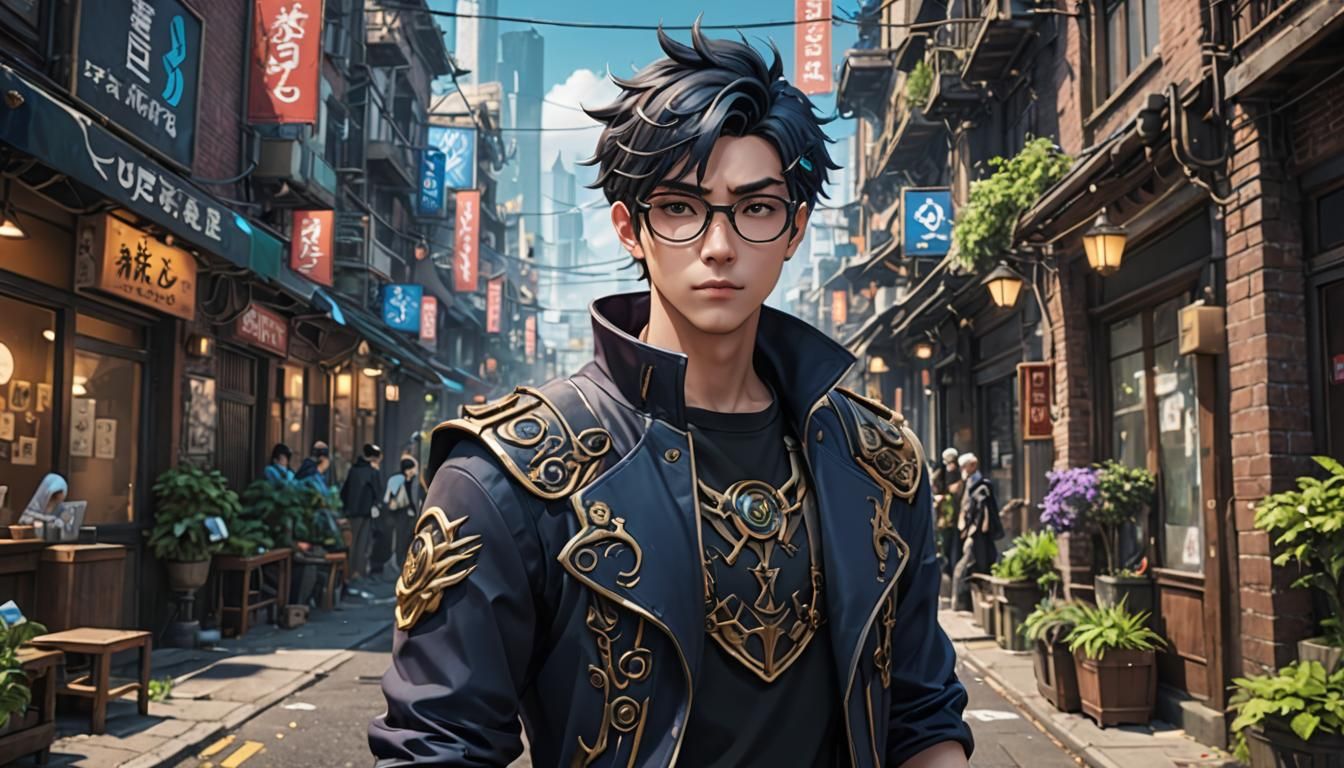 Anime Boy with Glasses: Fantasy Concept Art