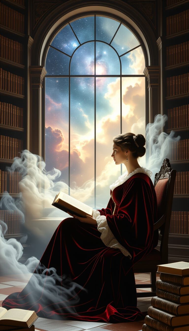 Renaissance Scholar in Cosmic Library