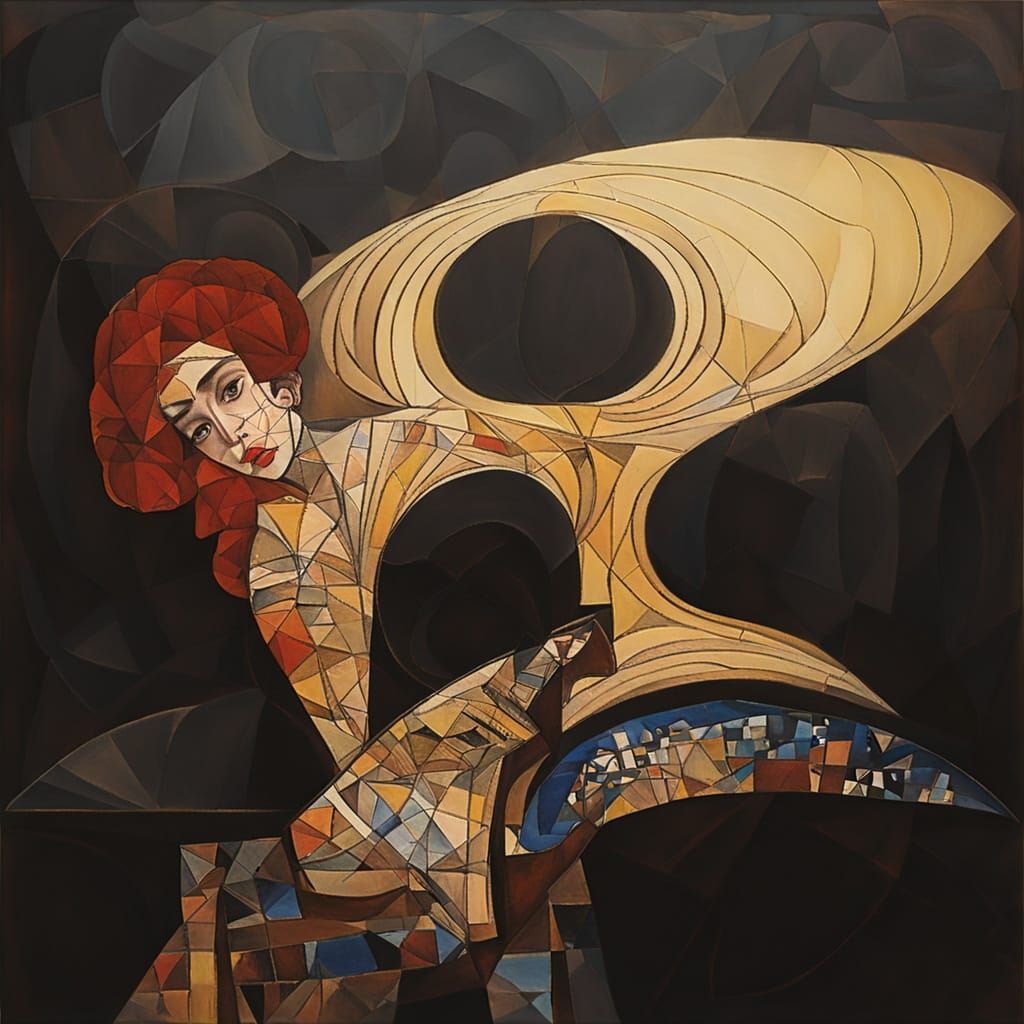 Cubist Cello Player: A Dynamic, Geometric Portrait