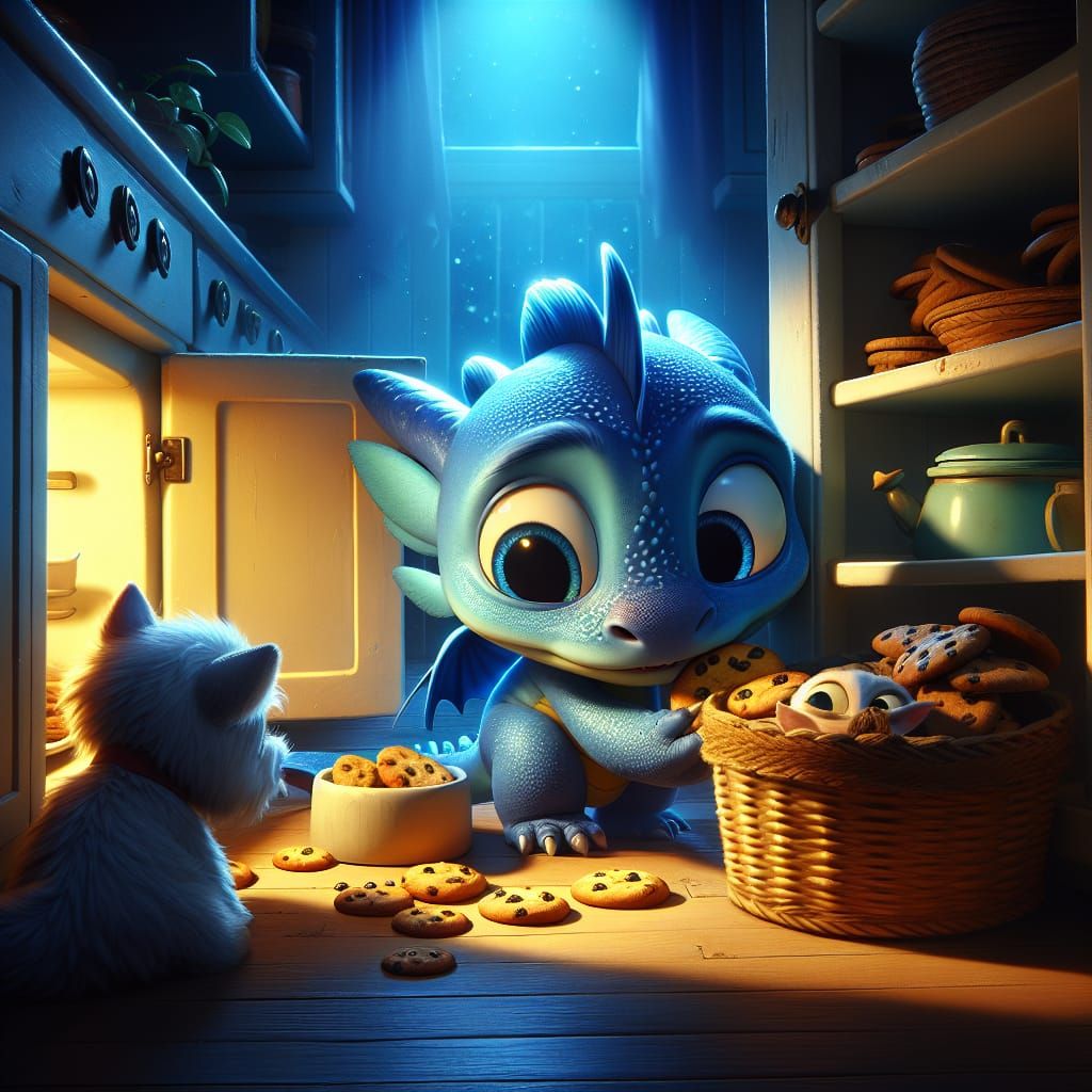 Blue Dragon's Midnight Snack: Fantastical Concept Art