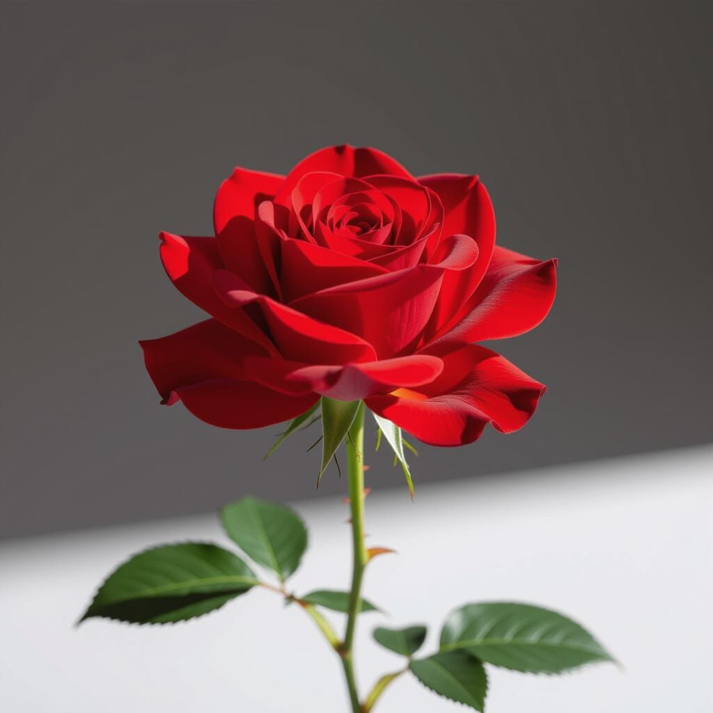 Vibrant Red Rose in Black and White Photographic Style