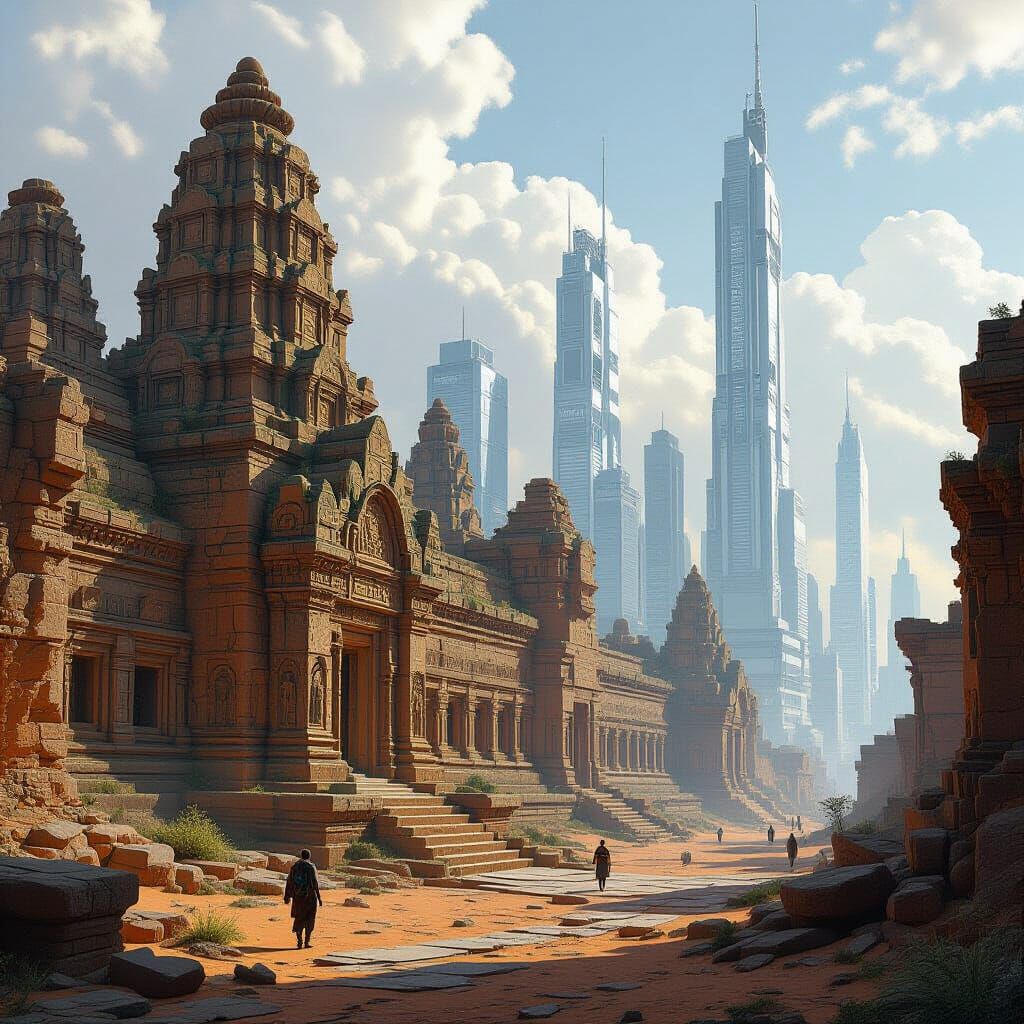 Ancient City Meets Future: A Retrofuturist Vision