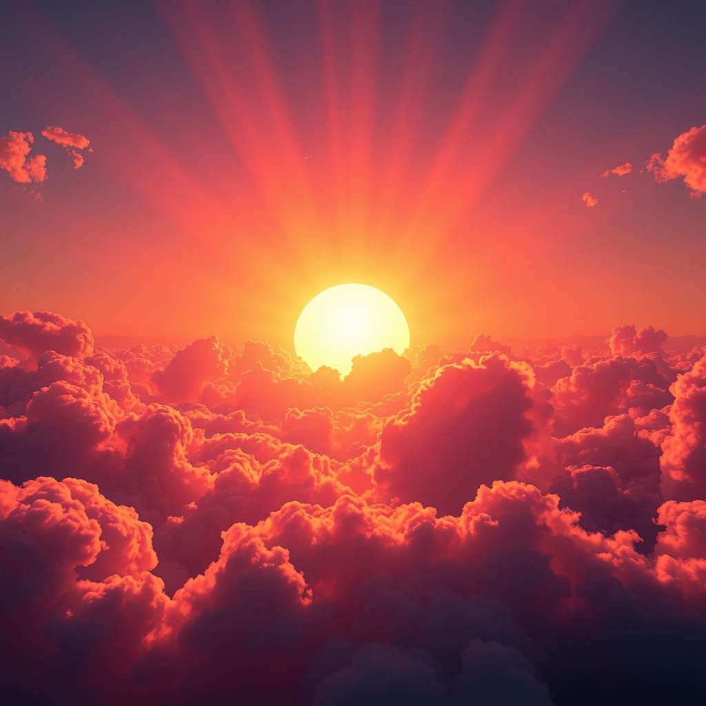 Rays of Sunlight Bursting Through Clouds