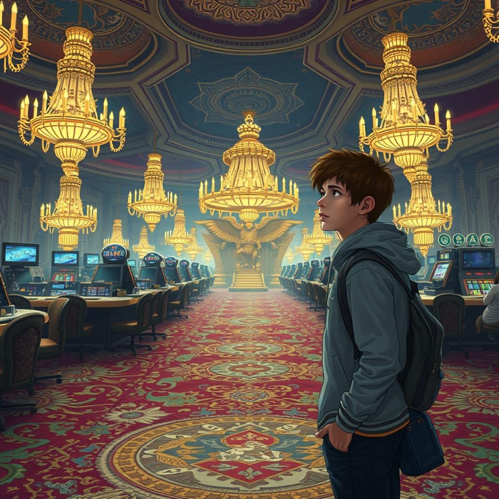 Student Searches for Tiamat Figurine in Lavish Casino