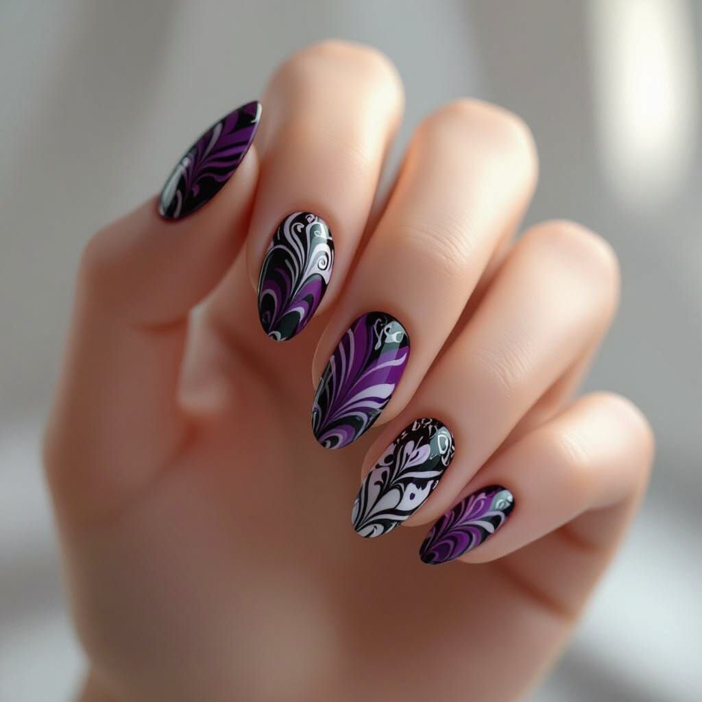 Anime Nail Art on Female Hand in Digital Art Style