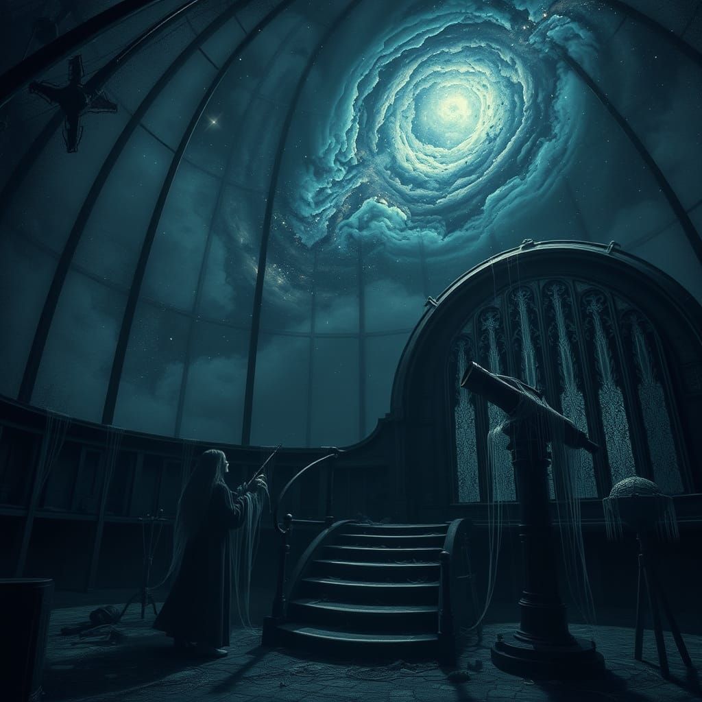 Spectral Figure in Abandoned Victorian Observatory Under Neb...