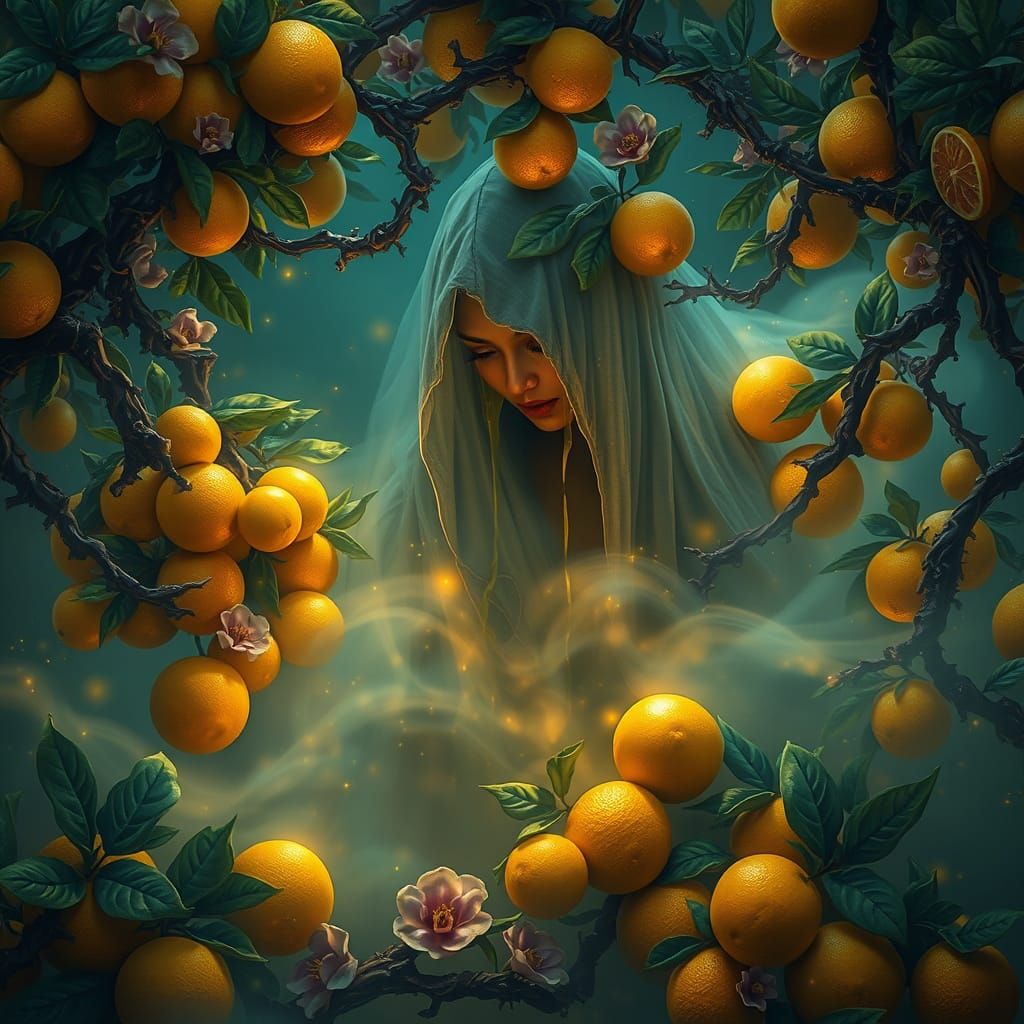 Mystic Citrus Sanctuary in Ethereal Glow