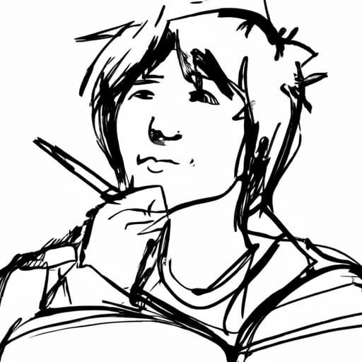 Woman Thinking and Writing: A Simple Sketch