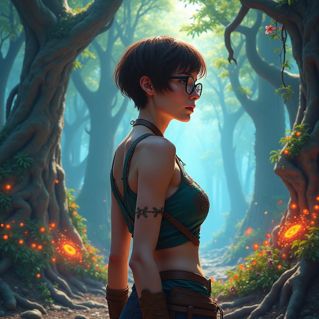 Woman in Enchanted Forest: Adventure Time Style