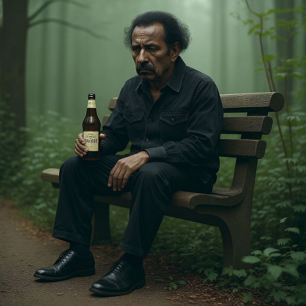 Surreal Image of a Broken Man in Park