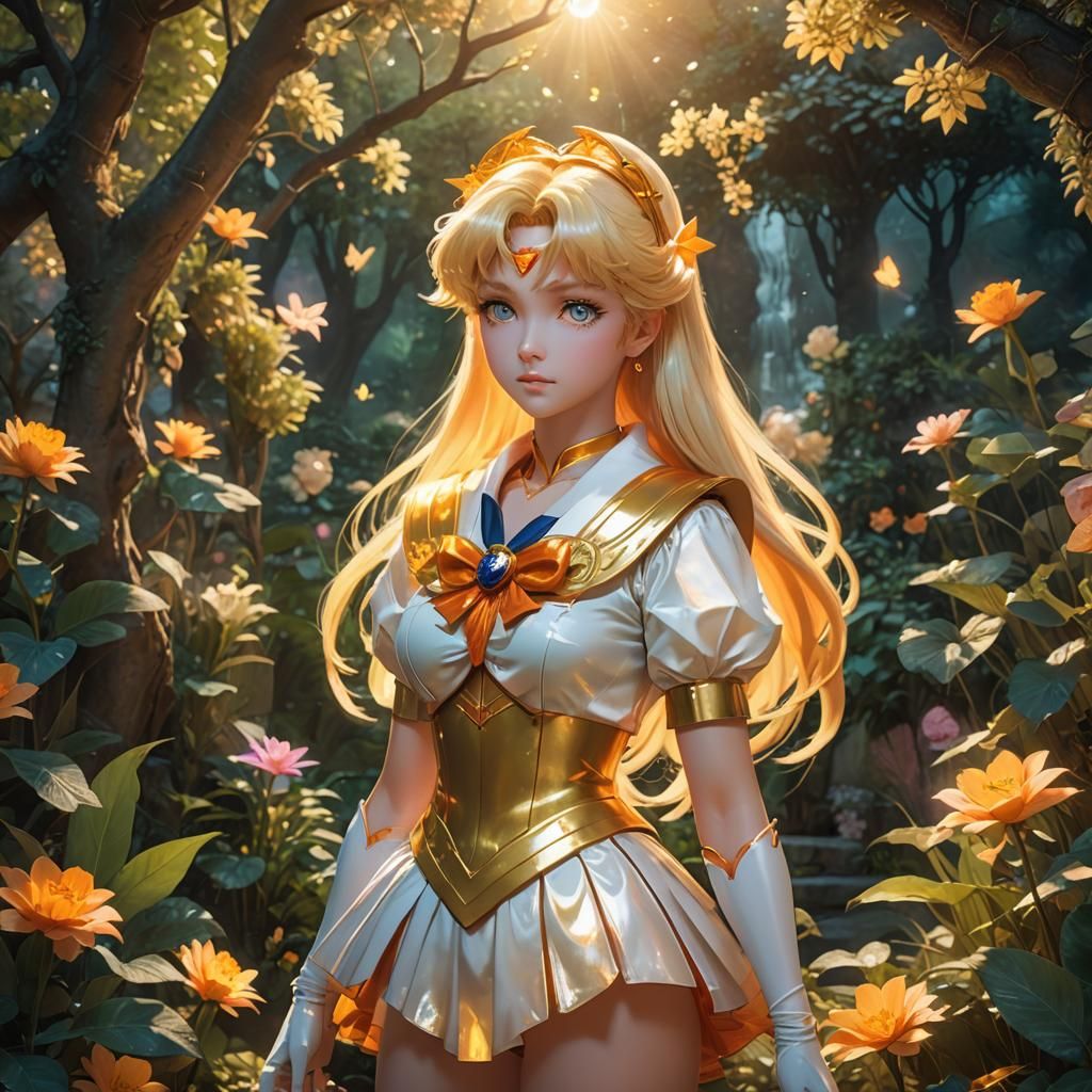 Sailor Venus in Mystical Garden, Fantasy Art