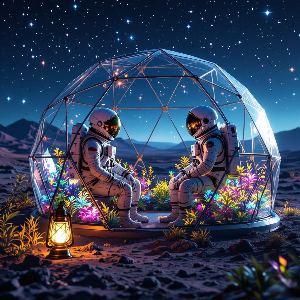 Bioluminescent Garden on Alien Planet: Sci-Fi Art