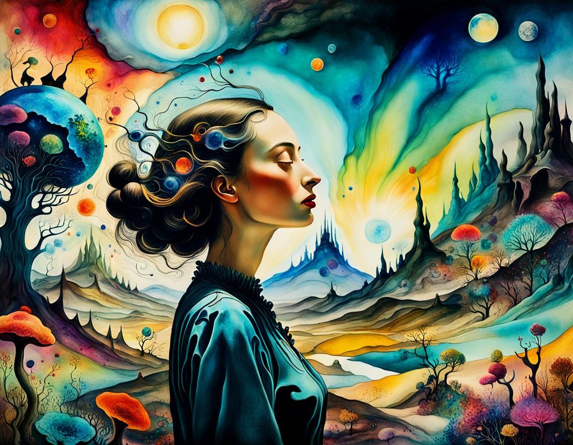 Surreal Dreamscape in Abstract Expressionist Style