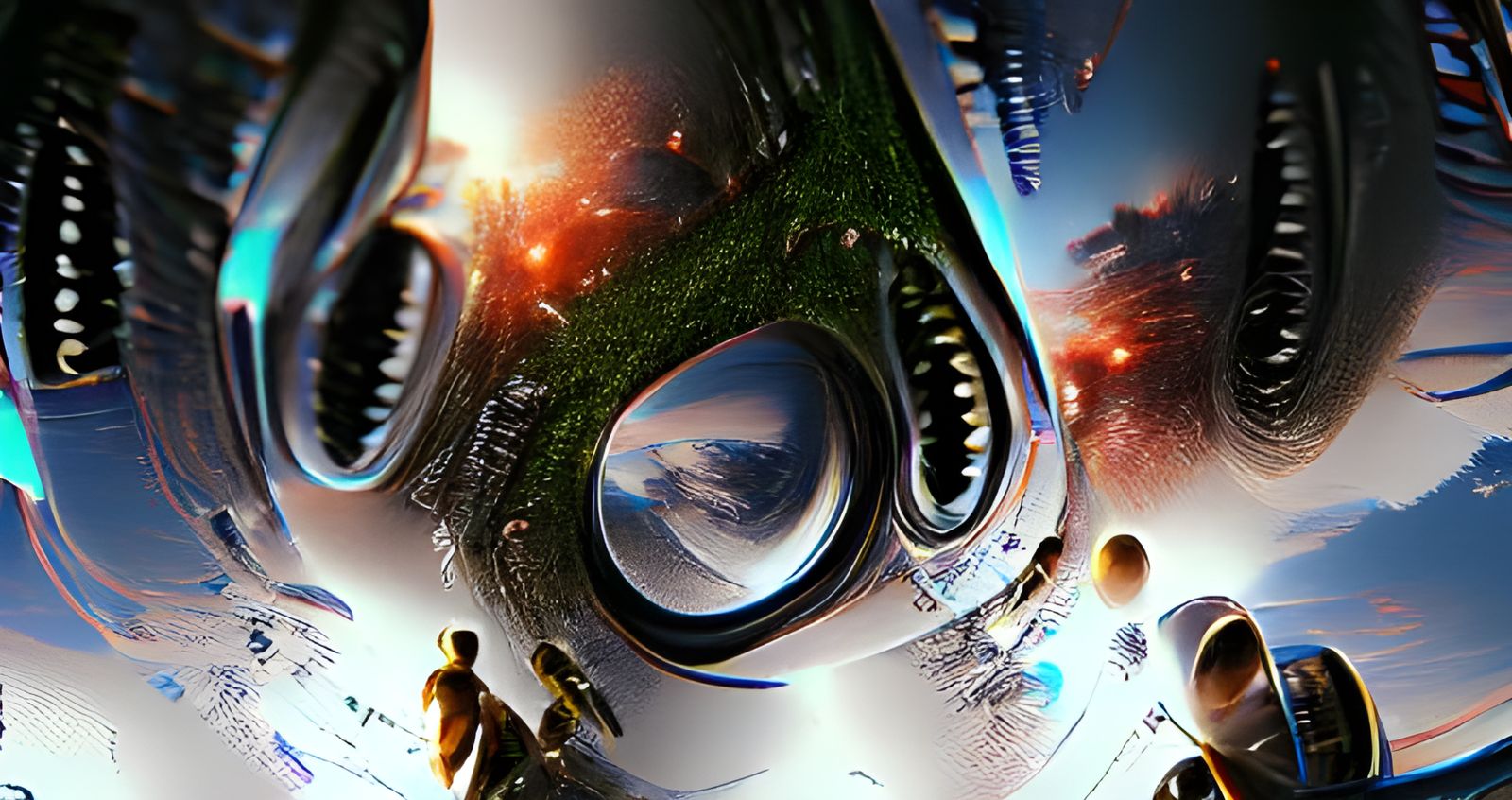 Futuristic Movie Poster: Aliens in Cosmic Horror Space