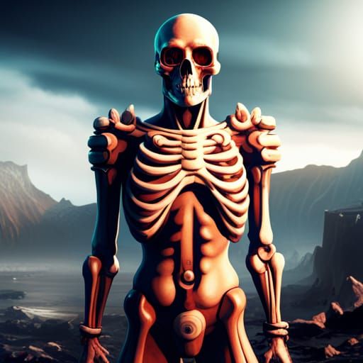Apocalyptic Punk Skeleton in Detailed Matte Painting