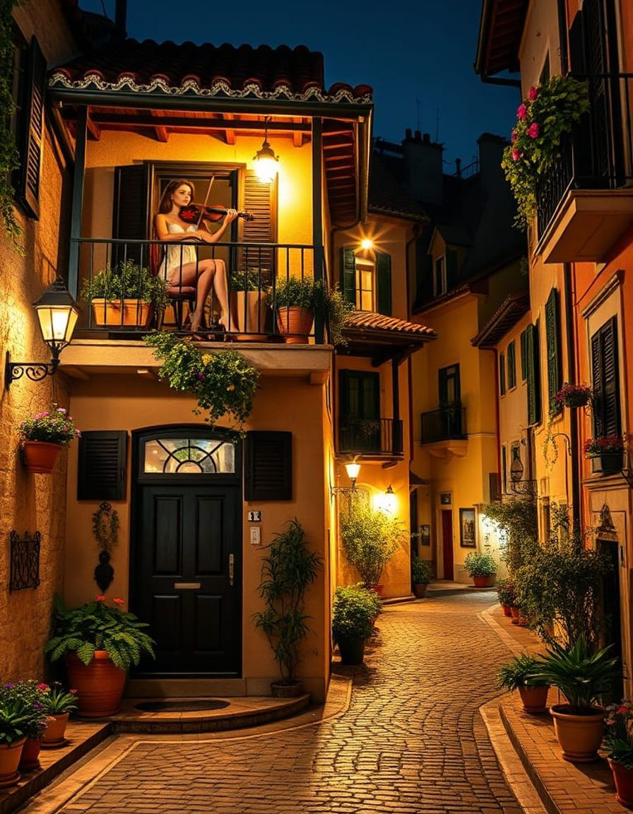 Romantic Mediterranean Evening Scene in Warm Lighting