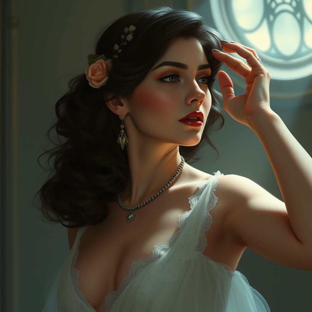 Elegant Woman in Art Nouveau Style