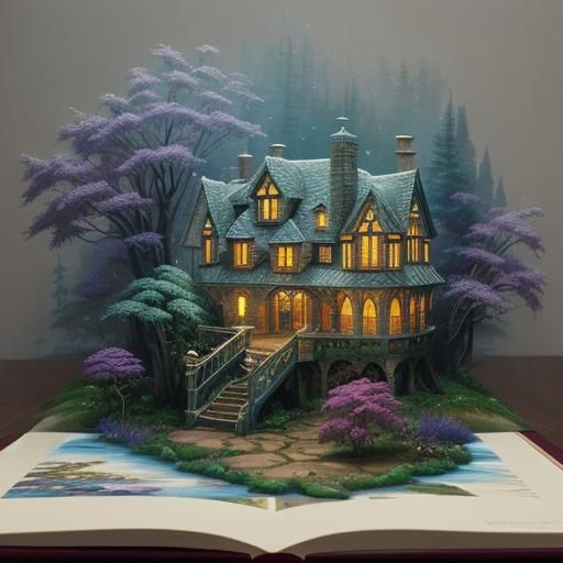 Magical Fantasy Pop-Up Book Creation: Hyperdetailed Ethereal...