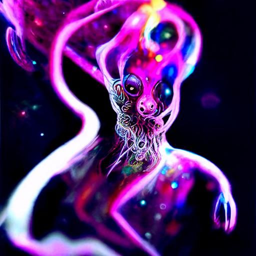 Astral Eldritch Creature in Mixed Media Style