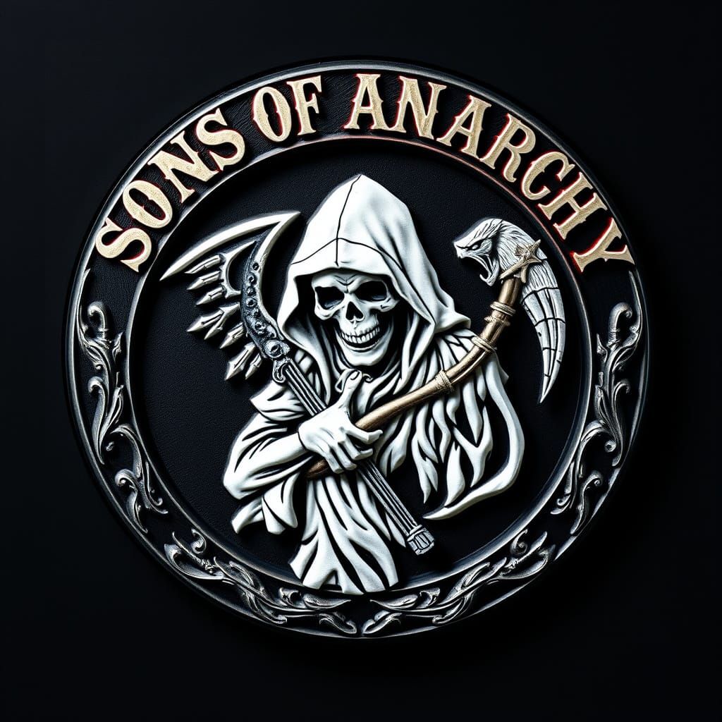 Dark Fantasy Emblem of Sons of Anarchy in Cyberpunk Style