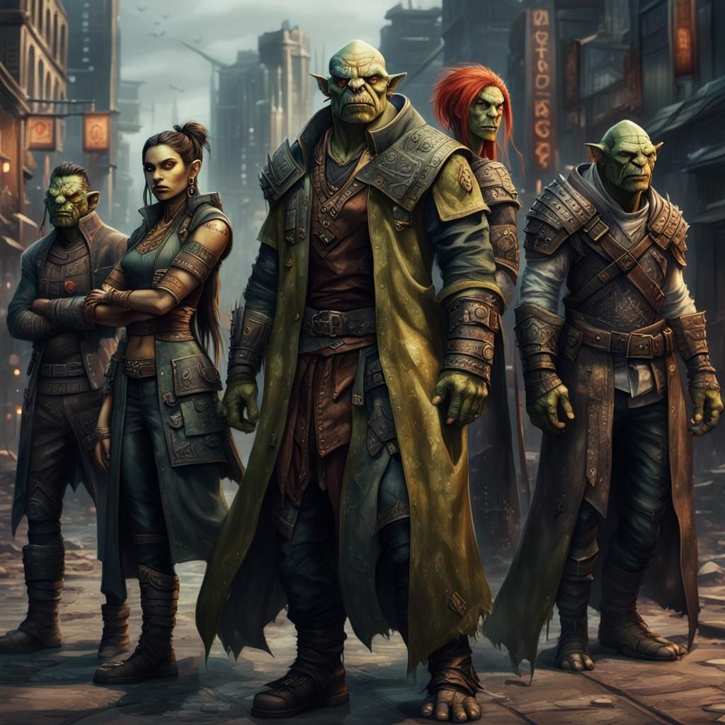 Neo-Realistic Orcs in Urban Fantasy Cityscape